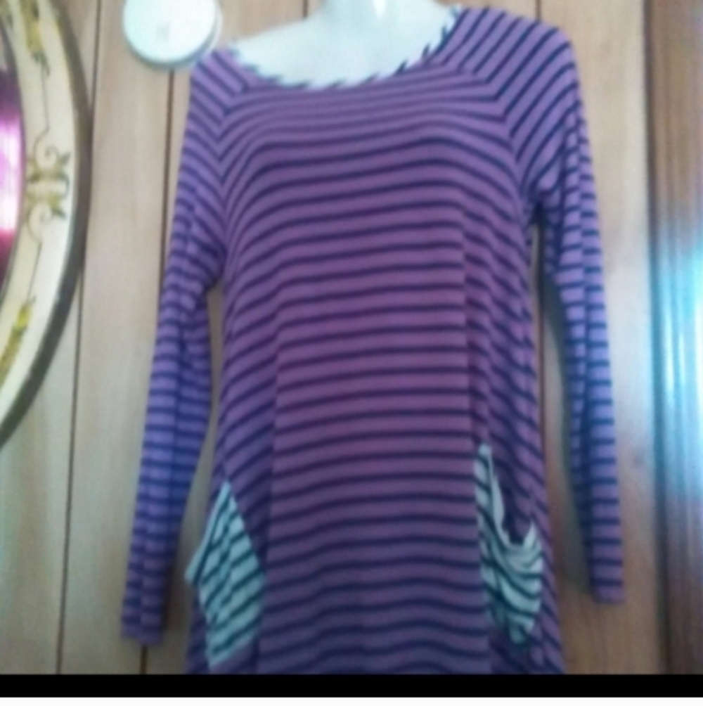 Purple Striped Long Sleeve Top